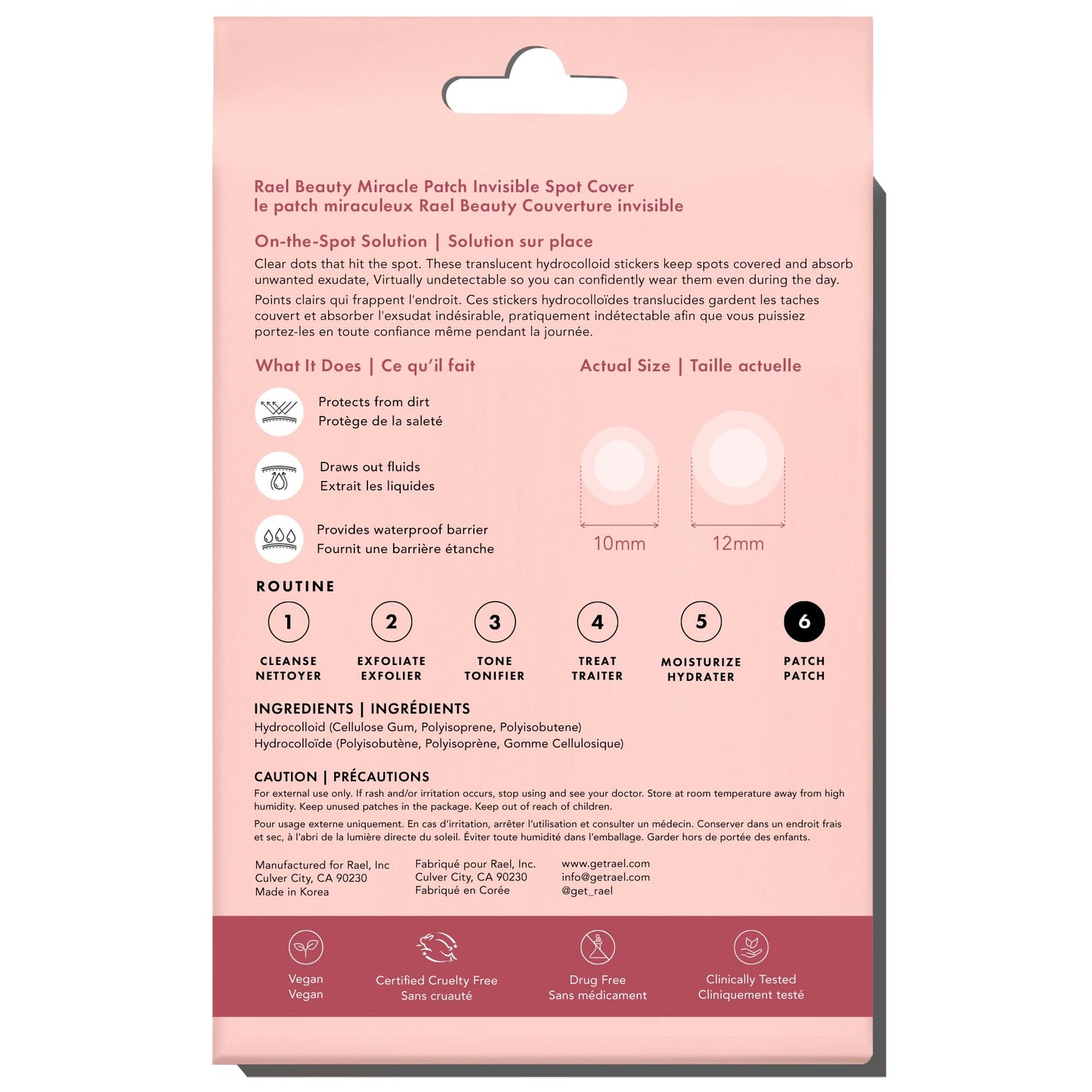 Rael Pimple Patches, Miracle Invisible Spot Cover - Hydrocolloid Acne Pimple Patch, Absorbs Zits & Blemish, Korean Skin Care, 2 Sizes (96 Count)