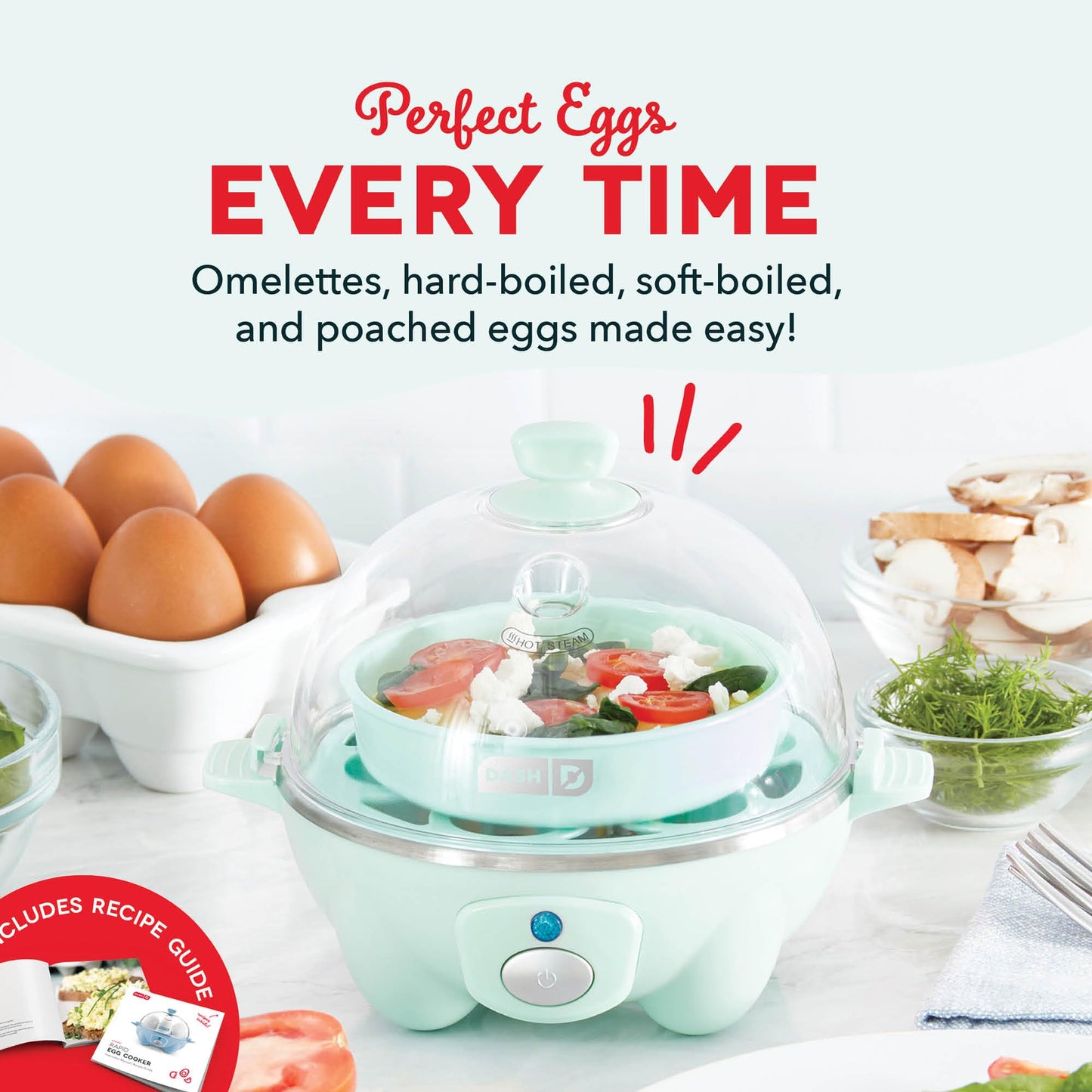 Dash Rapid Egg Cooker - Boiler, Poacher & Steamer - Includes Measuring & Recipe Guide - Dishwasher Safe - Holds 7 Eggs, Black
