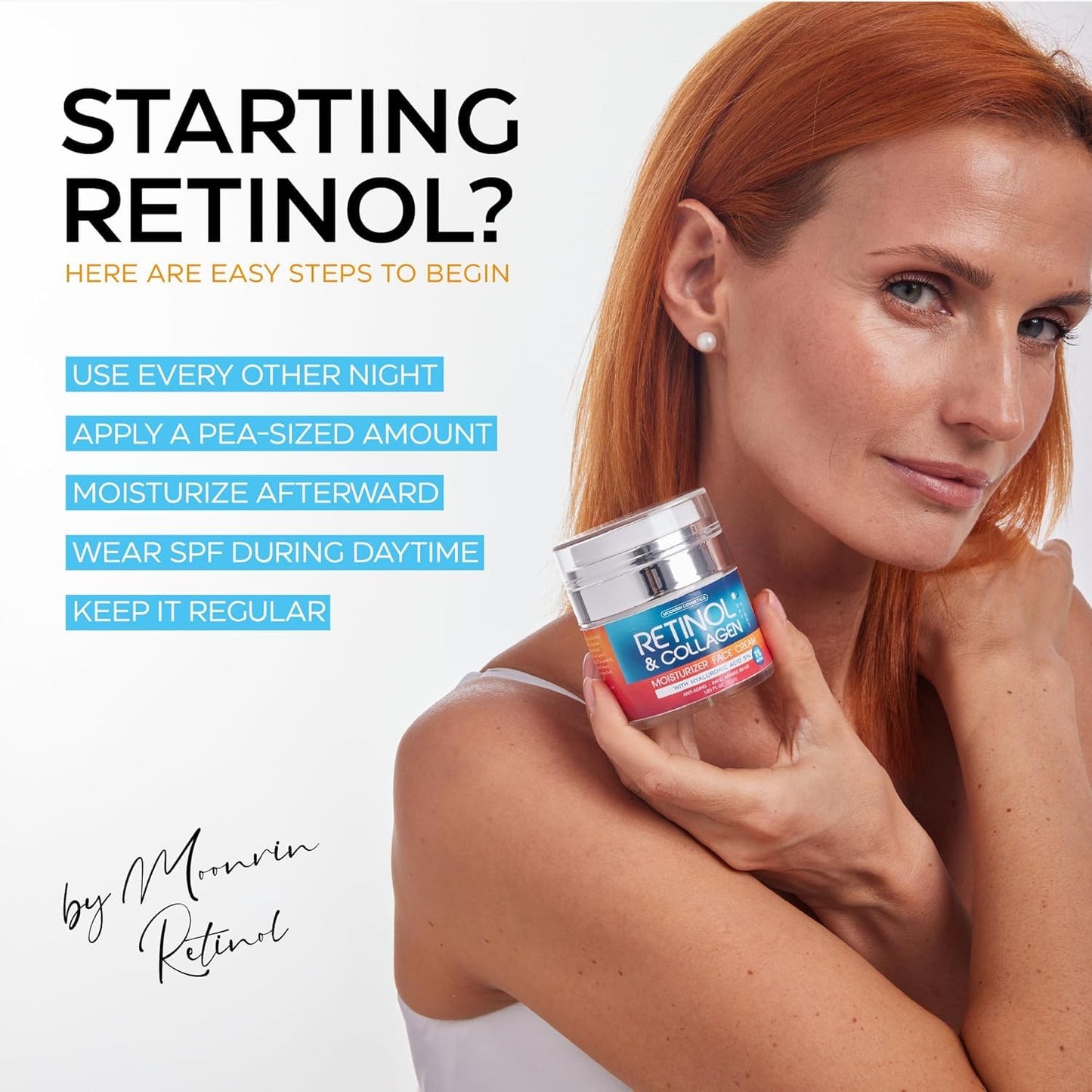 Skiennix Retinol Cream - Anti-Aging Moisturizer with Hyaluronic Acid for Men & Women | 1.85 Oz