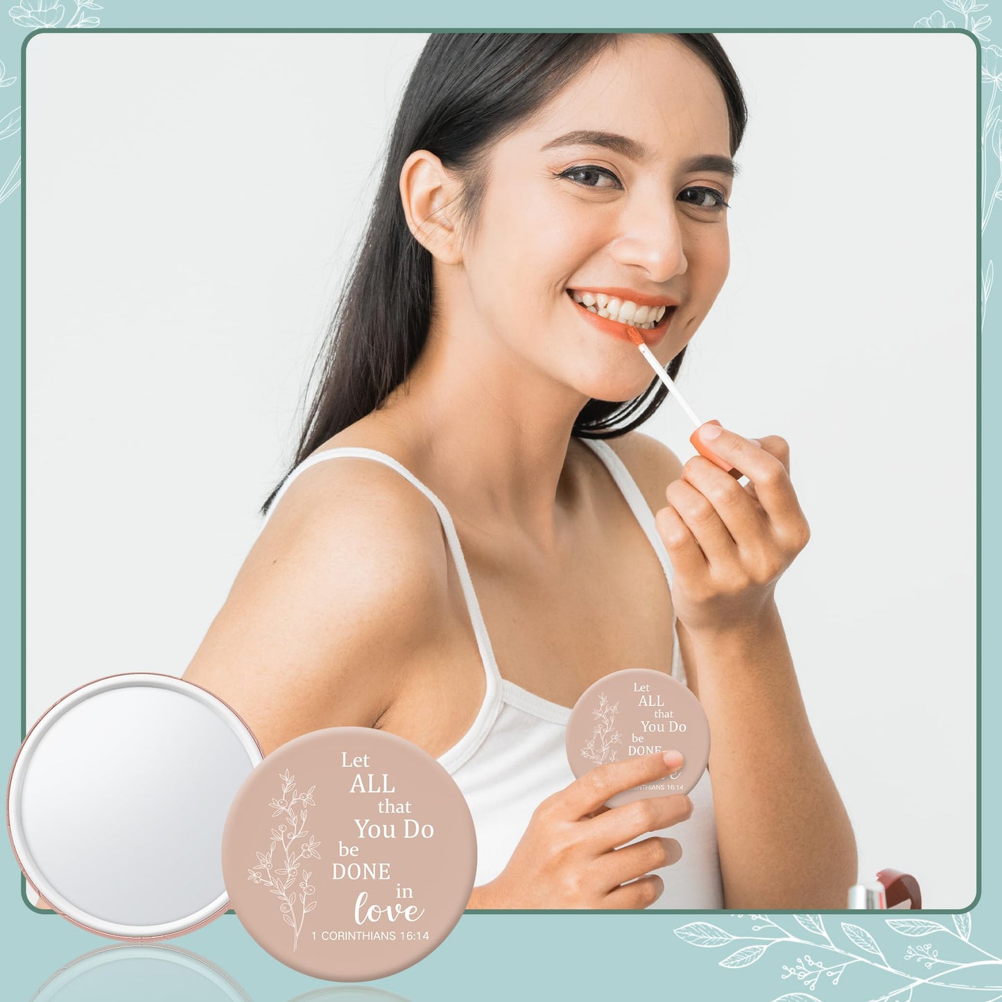 Y1tvei Mini Christian Compact Mirrors - 36Pcs Flower Sketch Art Bible Verse Compact Mirrors Bulk Small Portable Round Pocket Makeup Mirror Christian Inspirational Church Party Favors Gifts for Women