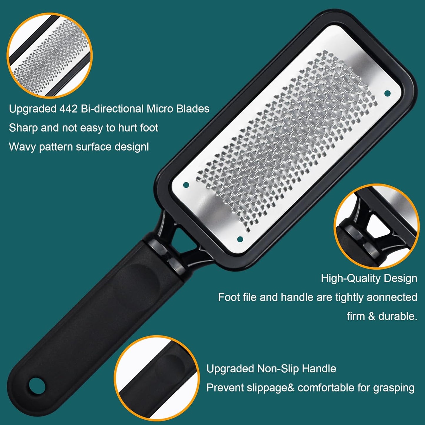 Skiennix Foot Rasp - Stainless Steel Pedicure Callus Remover | 2 Pcs for Professional Foot Care