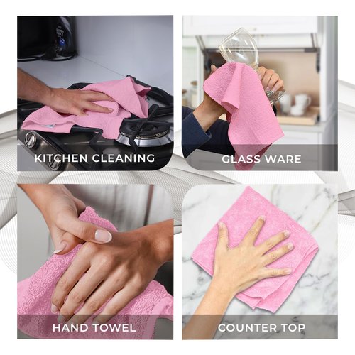 Avalon Towels Cotton Washcloths – (Pack of 36) Size 12x12 Inches, 100% Ring Spun Cotton, Soft & Absorbent Face Towels, Gym Towels, Hotel and Spa Quality, Reusable Fingertip Towels (Pink)