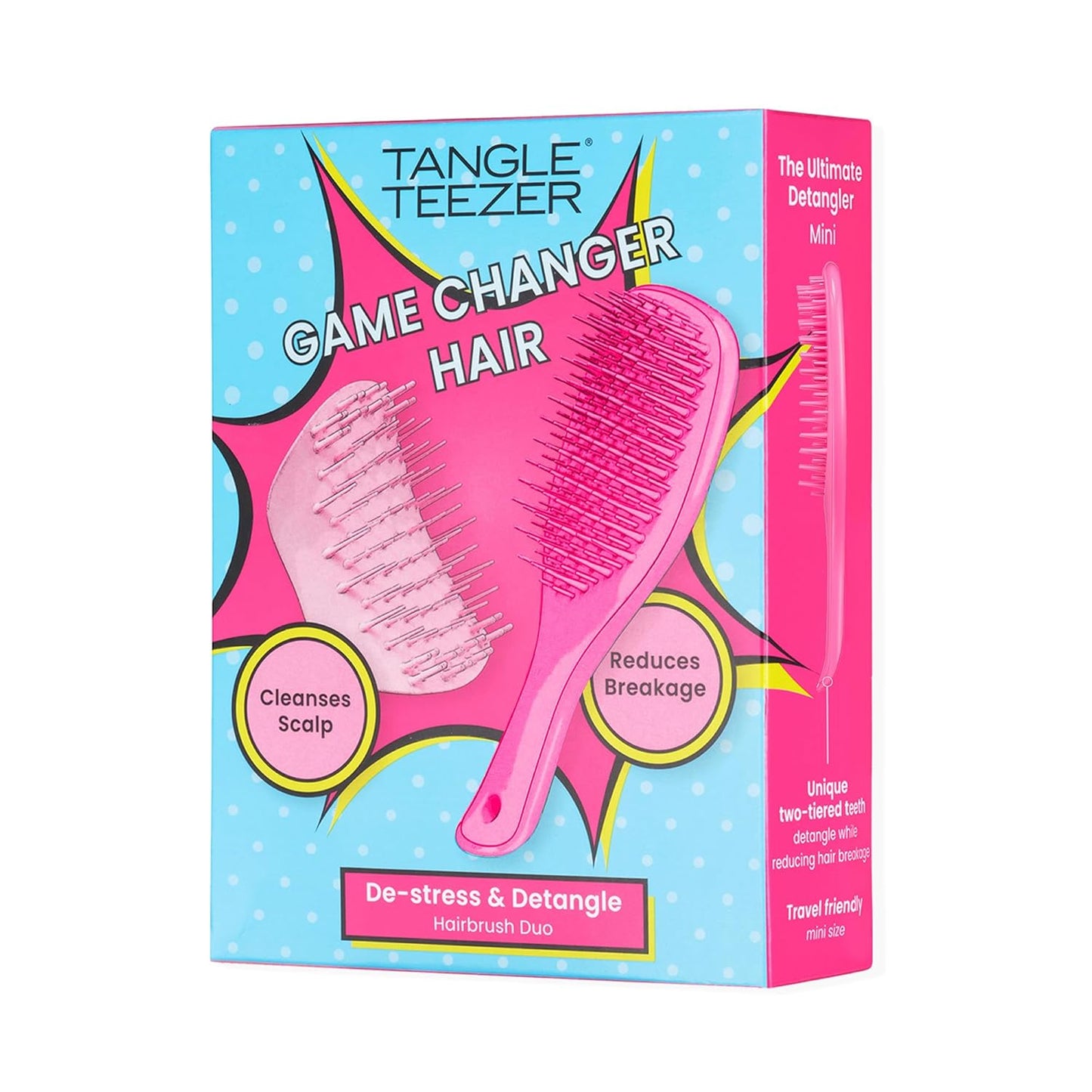 Tangle Teezer Limited Edition Gift Set with Mini Hair Brush & Scalp Massager to Exfoliate and Detangle All Hair Types, Pink