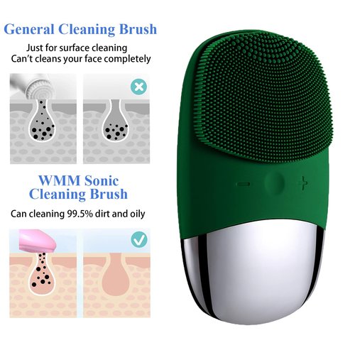 Facial Cleansing Brush, 3-in-1 Electric Soft Silicone Waterproof Face Scrubber, USB Rechargeable IPX7 Waterproof Sonic Vibrating Face Brush for Deep Cleansing, Gentle Exfoliating and Massaging