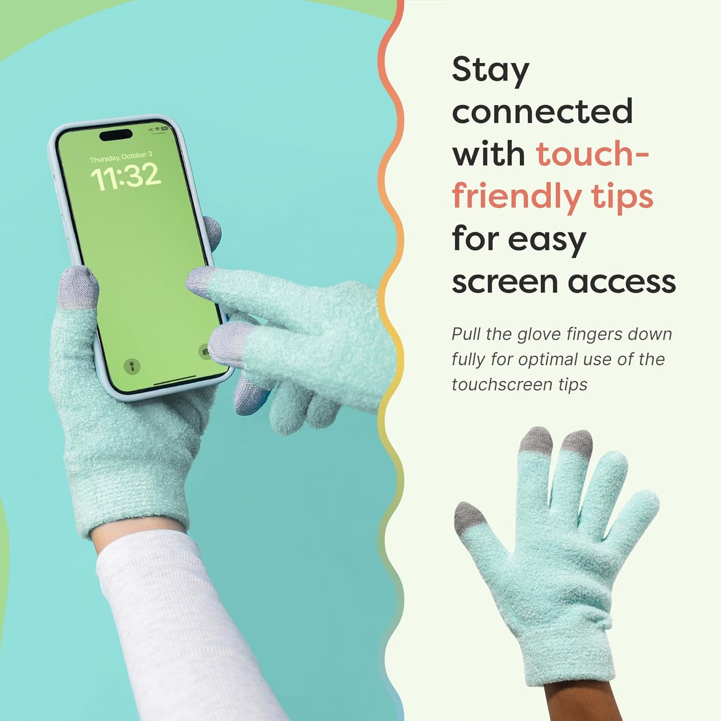 ZenToes Moisturizing Gloves - Gel-Infused Overnight Hand Treatment with Jojoba & Vitamin E | Fuzzy Mint Green
