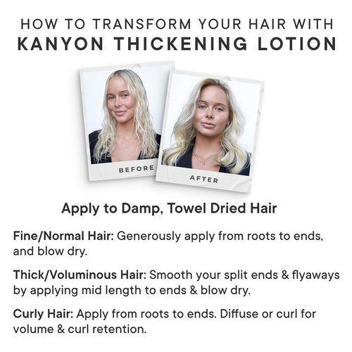 Kanyon Thickening Lotion 6.7 Oz | Thicker, Fuller Hair with Curl Retention & Heat Protection