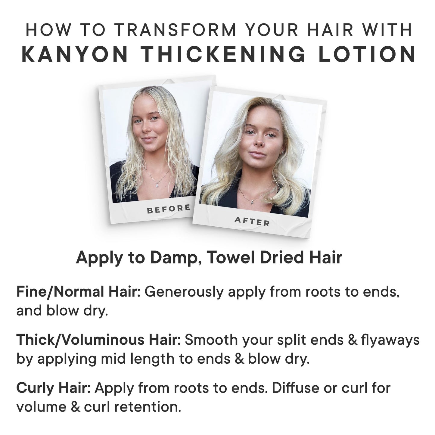 Kanyon Thickening Lotion 6.7 Oz for Thicker Fuller Hair – Style Curl Retention – Volume Root Booster – Heat Protection – Anti-Frizz – Hair Conditioning – Vegan – USA Made