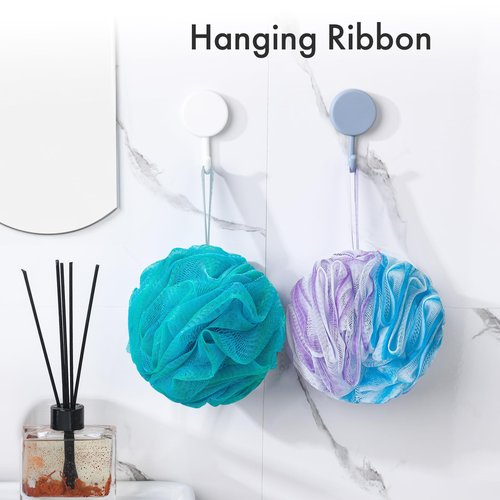 AmazerBath Charcoal Loofah Sponge, Shower Loofah 60g/PCS - Body Scrubber Loofa Set of 4 - Green, Purple & Blue, Bath Sponge for Men and Women