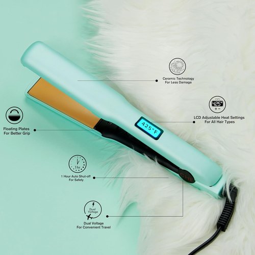 CHI Original Flat Iron Hair Straightener - Ceramic Floating Plates for Smooth Styling - 1.25" Mint Mojito