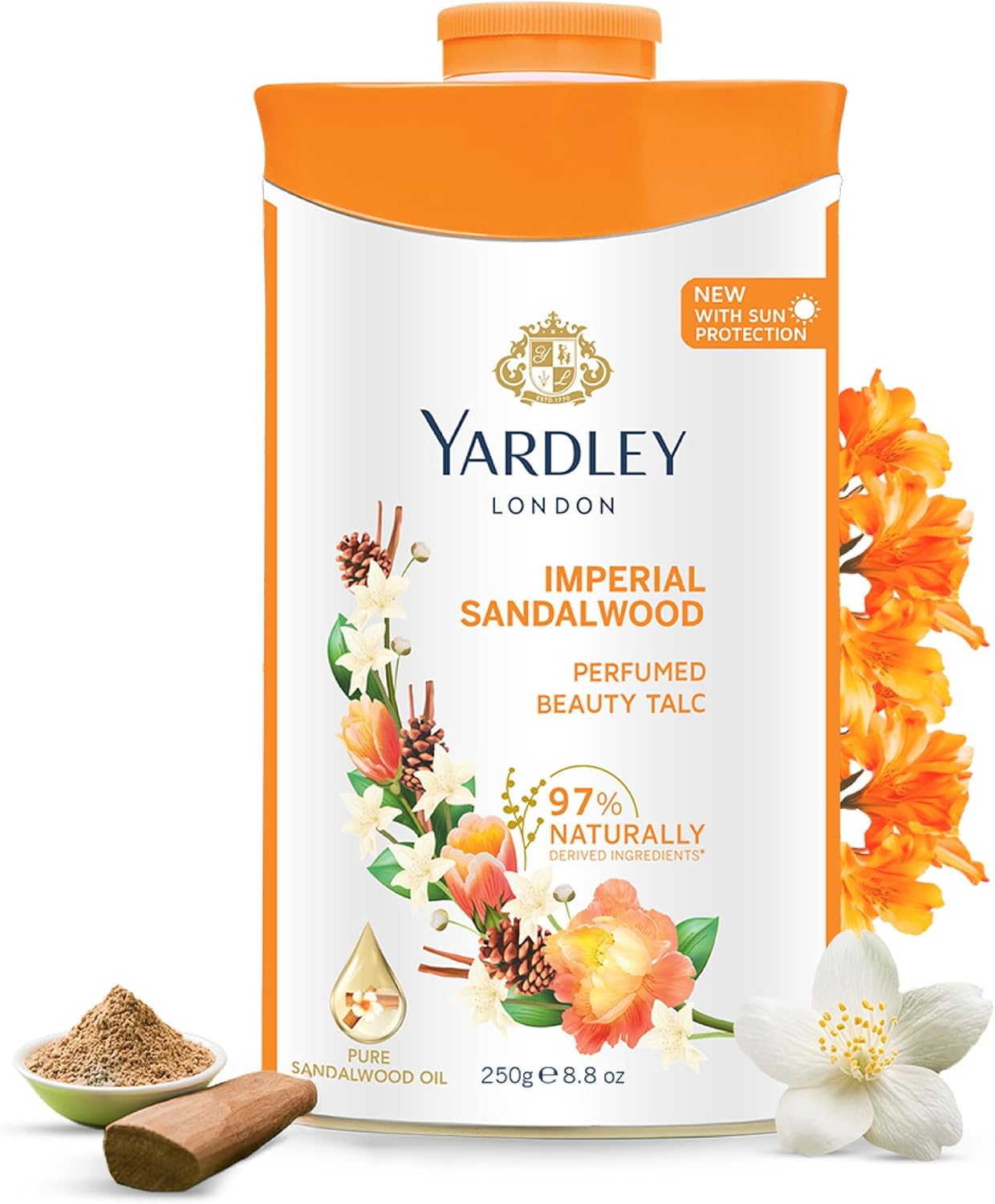 Yardley Sandalwood Perfumed Talc - Luxurious Fragrance & Softness | 250g Size