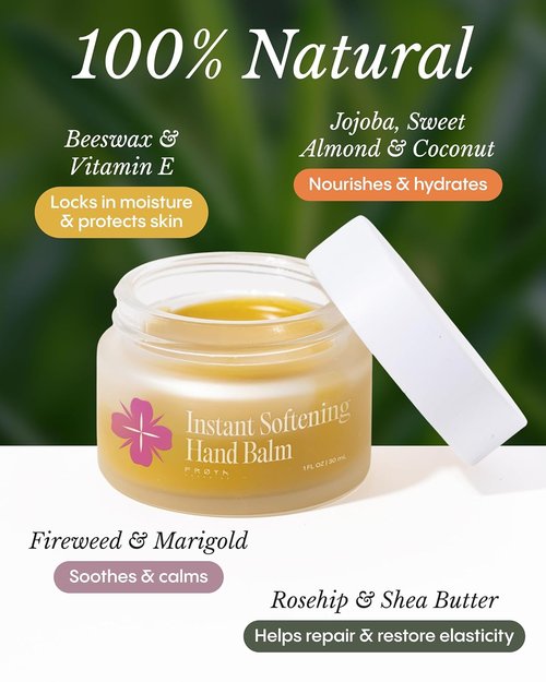 FRØYA Organics Instant Softening Hand Balm - Nourishing Shea Butter & Jojoba | 30ml Non-Sticky Formula for Dry Hands