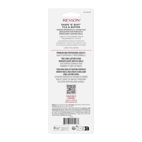 Revlon Nail Buffer Block - All-in-One Manicure Tool for Shaping & Shining Natural Nails | 1 Count