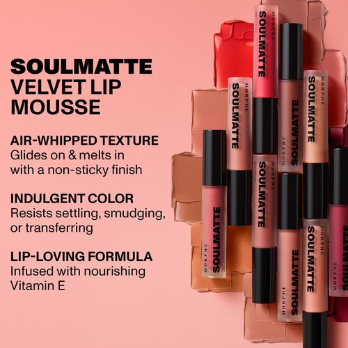 Morphe Soulmatte Velvet Lip Mousse - Air-Whipped Matte Lipstick with Vitamin E for Hydration - Dearest (0.13 Fl Oz)