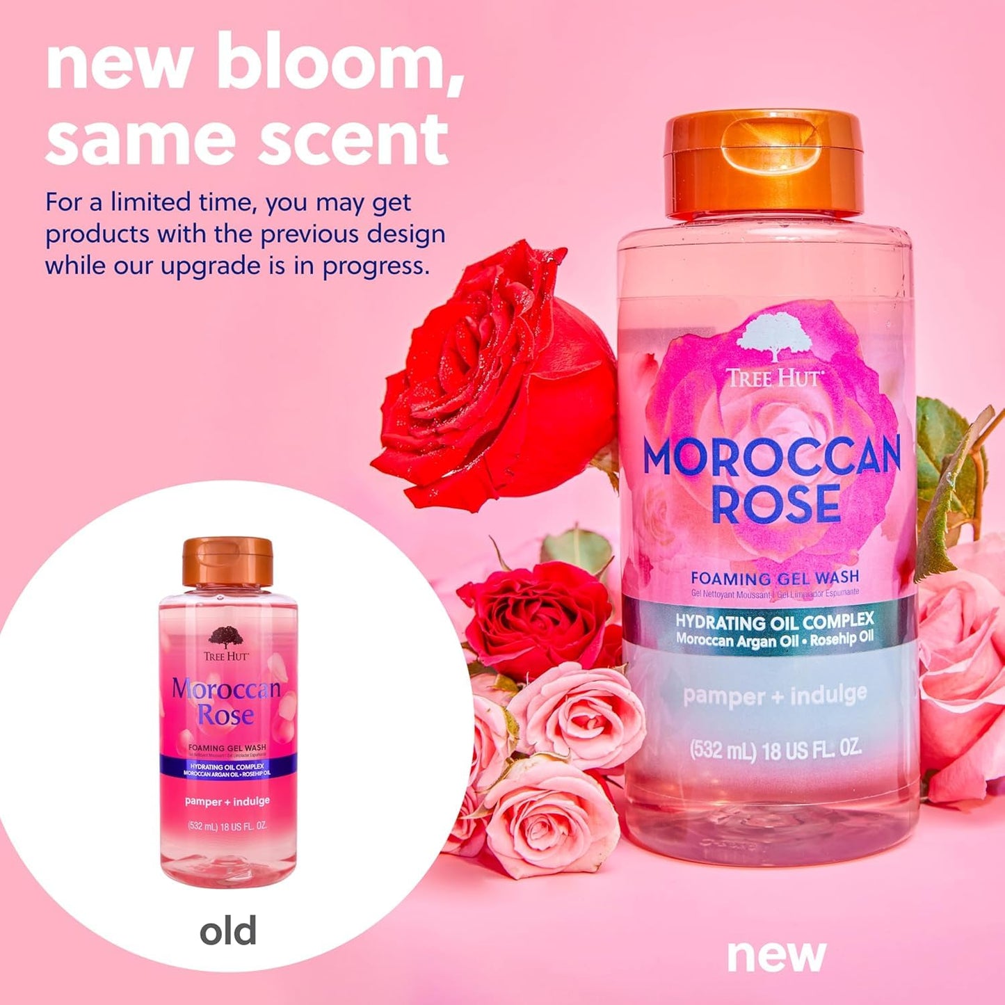Tree Hut Moroccan Rose Foaming Gel Wash - Nourishing & Moisturizing, 18 oz. Hydrating Cleanser