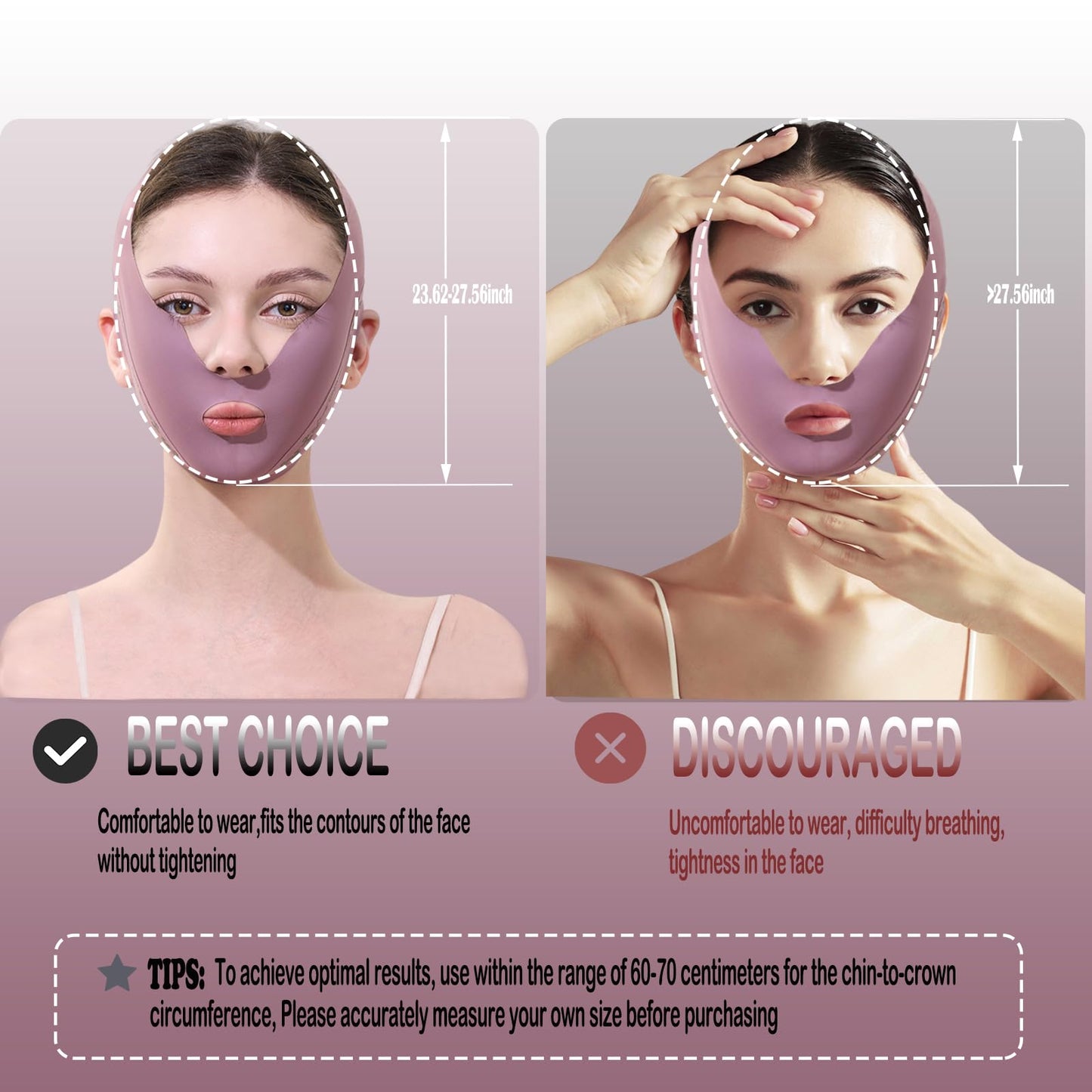 FMOYSIEN Chin Strap for Women, Full Wrap Face Strap,Adjustable V Line Mask, Breathable,Comfortable Chin Strap for Sleeping, Purple