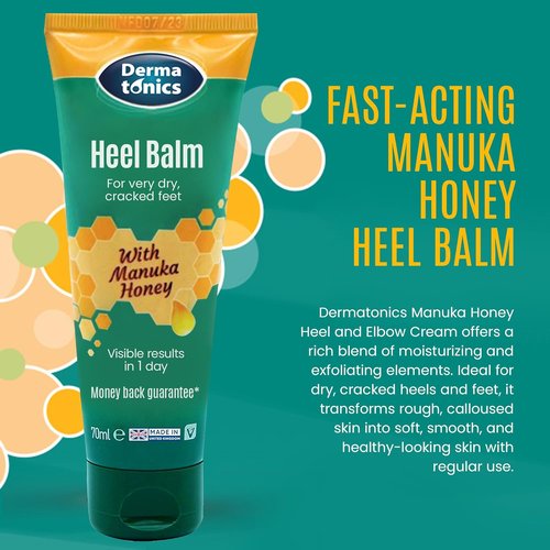 Dermatonics Foot Cream - Intensive Moisturizing Treatment with 25% Urea & Manuka Honey | 2.37 oz for Dry Cracked Heels