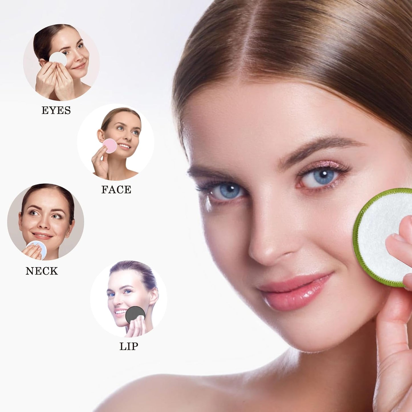 Chloven Reusable Cotton Rounds - 30 Pack Washable Bamboo Makeup Remover Pads with Storage Bag
