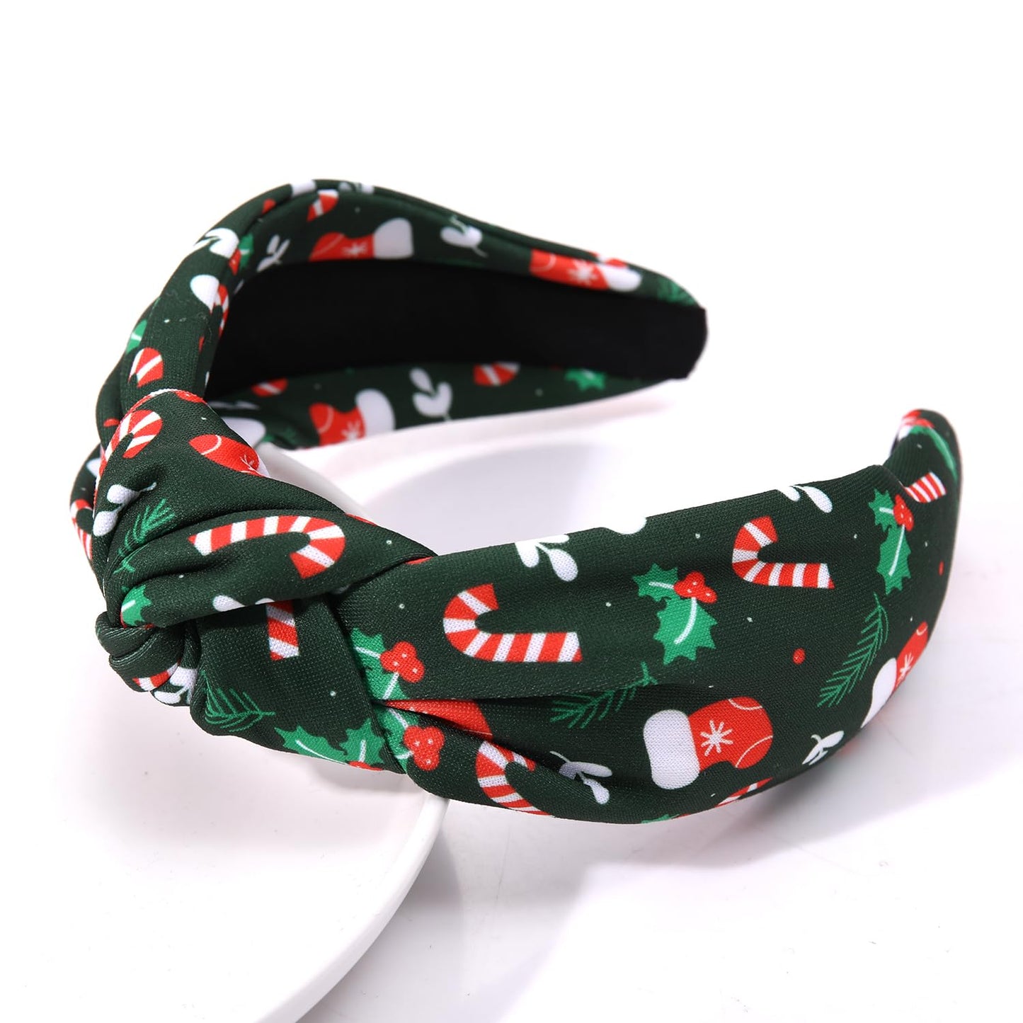 JERTOCLE Hairband - Red Black Green Christmas Knotted Headband for Women with Xmas Tree, Snowflake, Ho Ho Ho, Snowman Patterns - Holiday Party Decorations