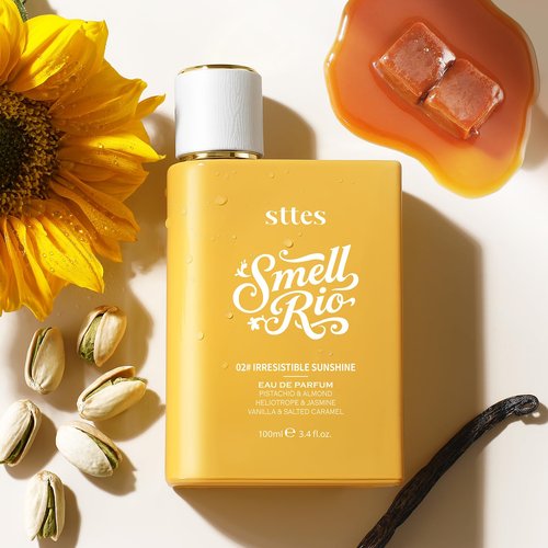 Sttes Perfume 02# (2 Packs) – Irresistible Sunshine – Long-Lasting Vanilla, Salted Caramel & Pistachio Gourmand Eau de Parfum 2×100ml (3.4 fl oz) – Warm Sweet Perfume Gift Set for Women