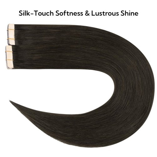 HOTBANANA Tape in Hair Extensions, 20 Inch 40pcs 100g Dark Brown Tape in Hair Extensions Human Hair Tape Hair Extensions Straight Remy Human Hair Tape in Extensions