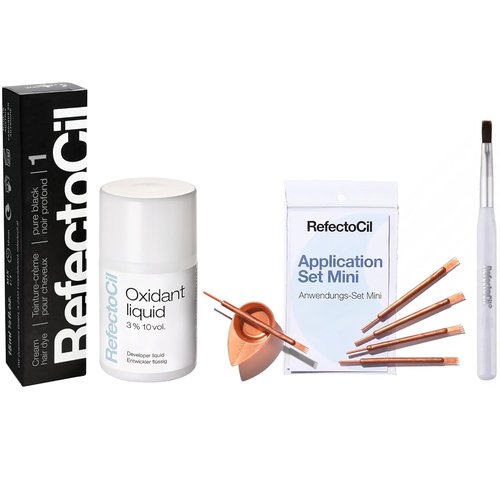 RefectoCil Hair Tinting Kit - Cream Dye, Liquid Oxidant 3%, Mixing Brush & Dish Included