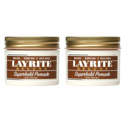 Layrite Deluxe Superhold Hair Pomade - Maximum Hold & Shine | 4.25 oz | 2 Pack