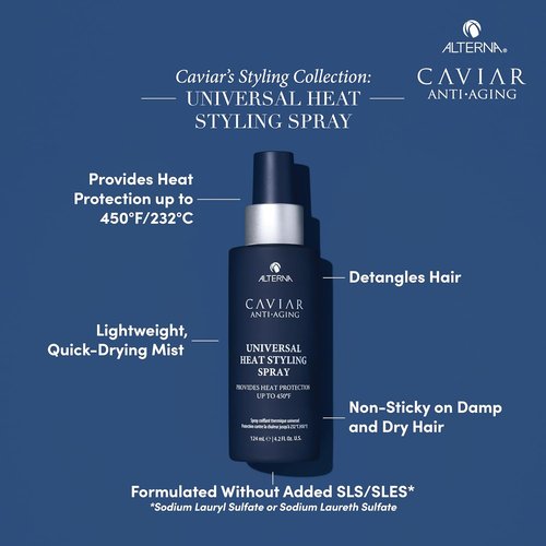 Alterna Haircare CAVIAR Heat Styling Spray - Anti-Aging Formula | 4.2 Fl Oz | Frizz Control & Detangling for All Hair Types