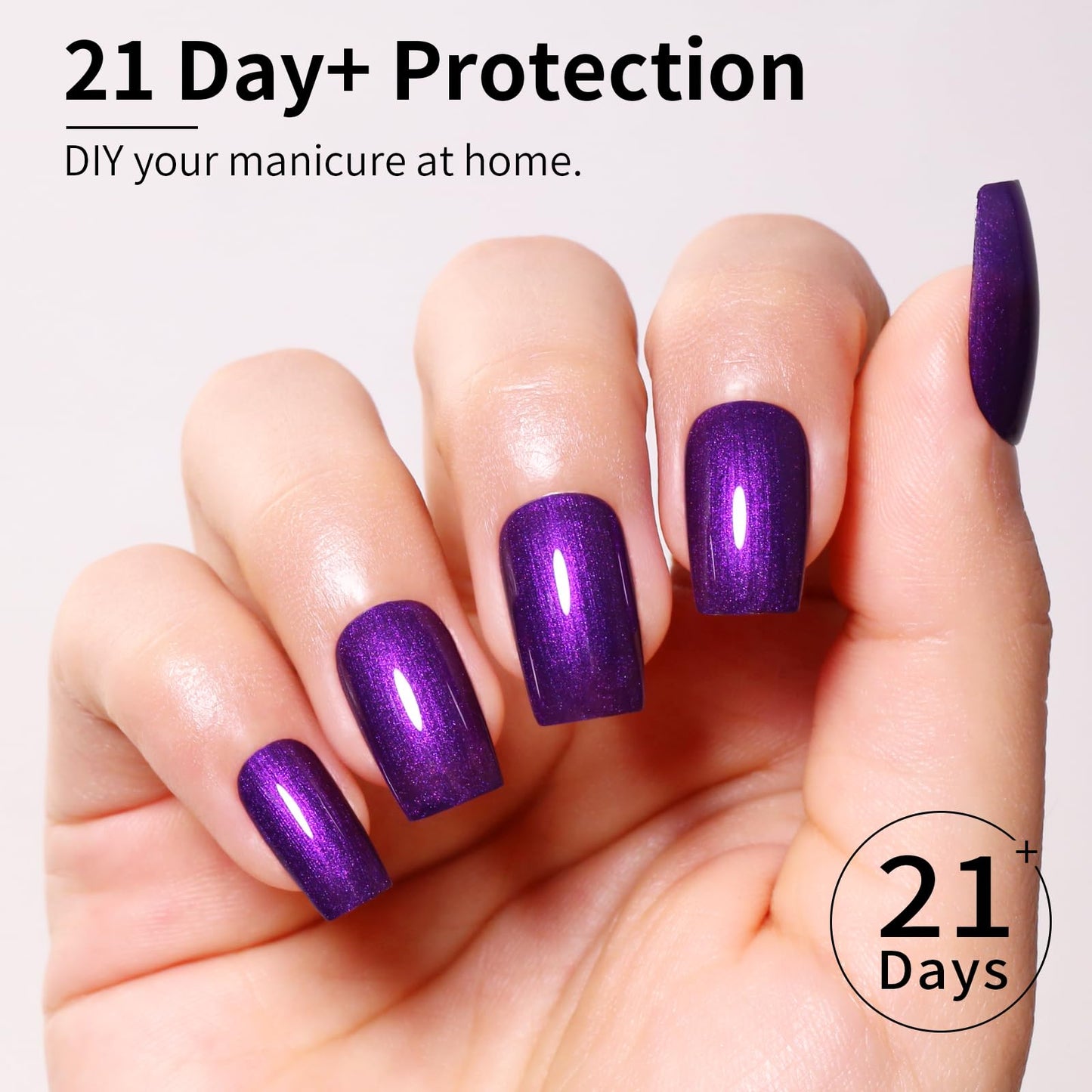 Firedeep Glitter Purple Gel Nail Polish 16ML Big Bottles Pearl Purple Metal Pearl Effect UV/LED Soak Off Gel Polish for Nail Art Manicure DIY 1Pcs