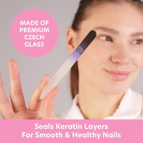 Bona Fide Beauty Glass Nail File - Durable Manicure Tool with Hardcase | Black Cobalt, 1 Piece