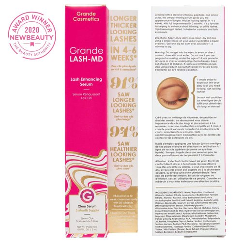 Grande Cosmetics GrandeLASH-MD Lash Enhancing Serum - Promotes Longer, Thicker Eyelashes | Cruelty-Free Formula