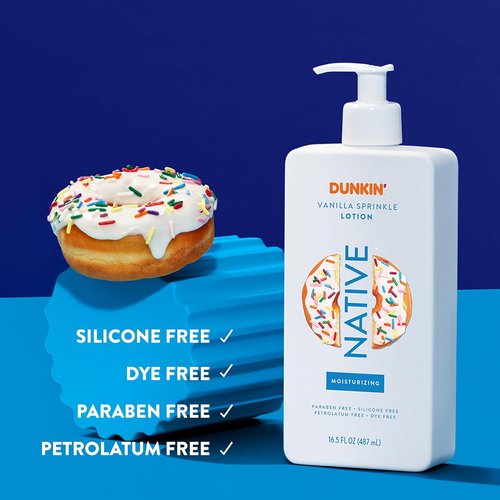 Native Body Lotion - Dunkin Vanilla Sprinkle Moisturizer for Dry Skin | 16.5 oz Plant-Based Formula