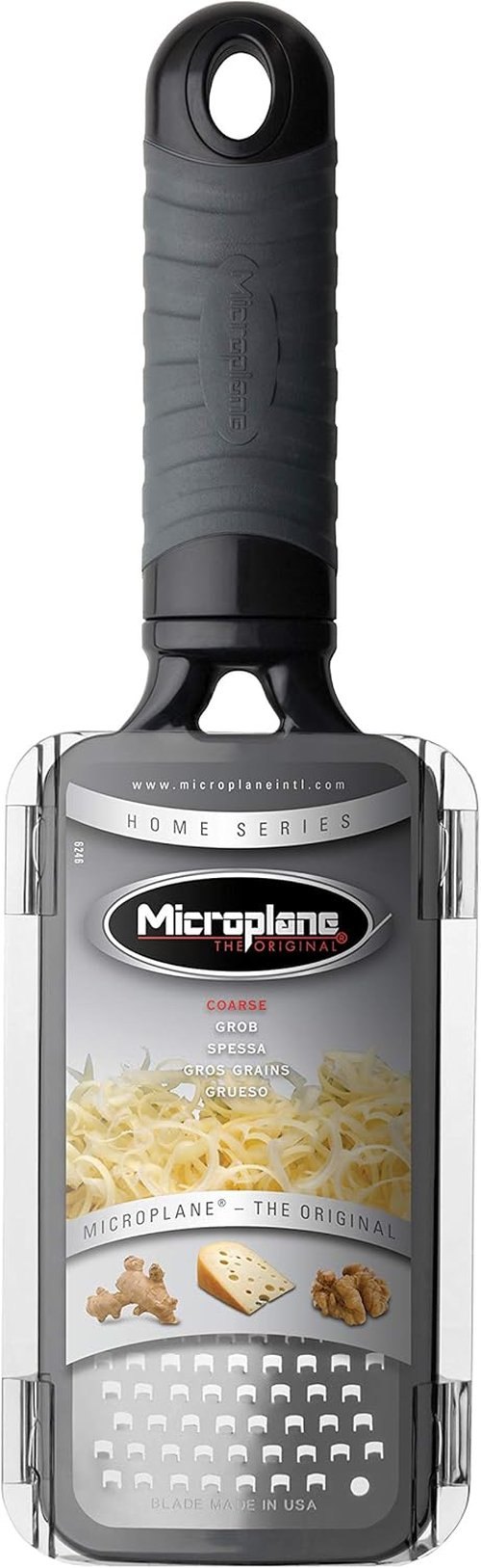 Microplane Home Series Coarse Grater - Effortless Grating for Everyday Cooking | Black Finish