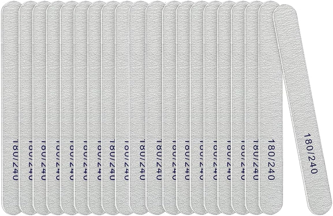 Skiennix Nail File Set - 20 Professional Double-Sided 180/240 Grit Manicure Tools