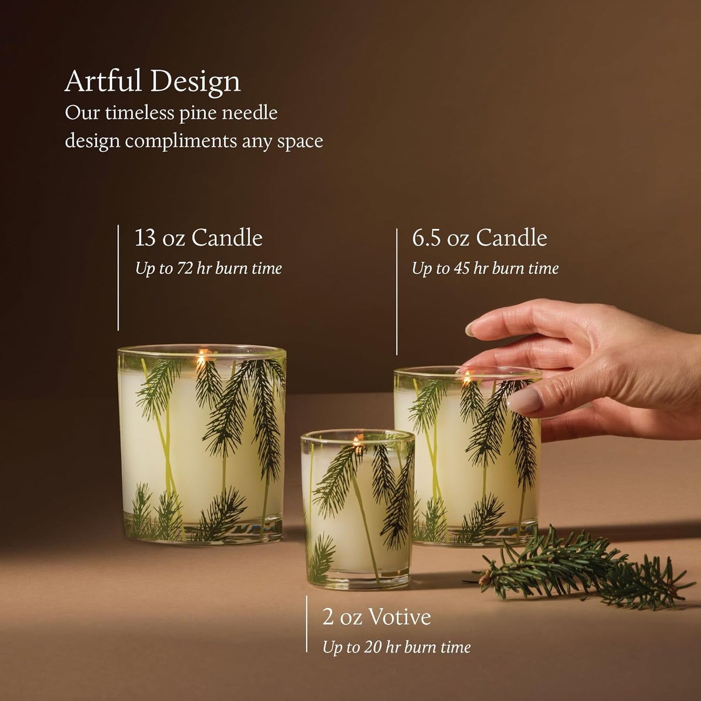 Thymes Frasier Fir Candle - Scented Holiday Candle with Crisp Siberian Fir & Cedarwood - 6.5 oz