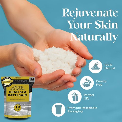 Aromasong Dead Sea Salt - 100% Pure Spa Bath Salt - 19 Lbs Fine Grain for Relaxation & Skin Care - Resealable Pack
