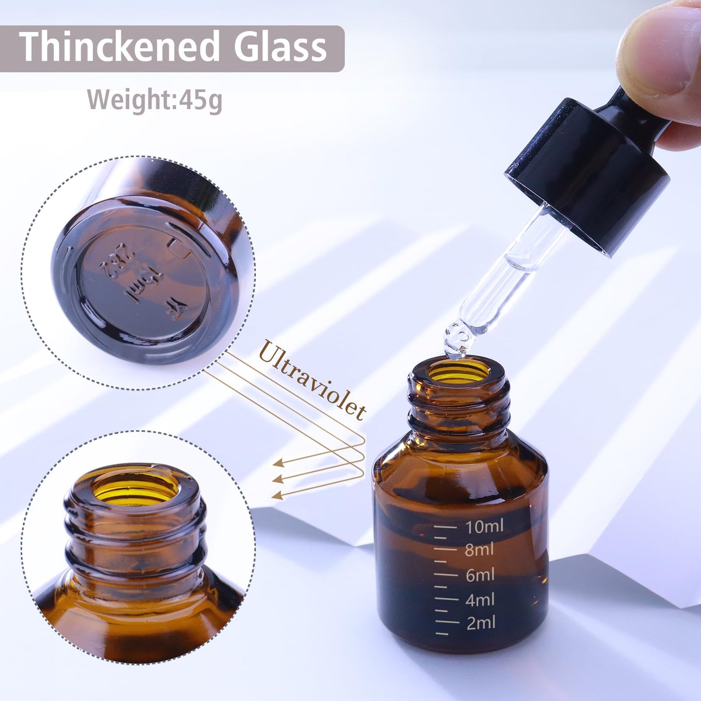 Matifaner 15ml Dropper Bottles with Measurement, Glass Essential Oil Jars Amber, 1/2 oz Bottles with Glass Eye Dropper for Essential Oil,Tincture