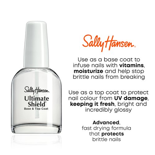 Sally Hansen Nail Treatment Ultimate Shield® Base & Top Coat | Strengthens & Protects Nails | Long-Lasting Clear Finish | Nail Strengthener & Protectant