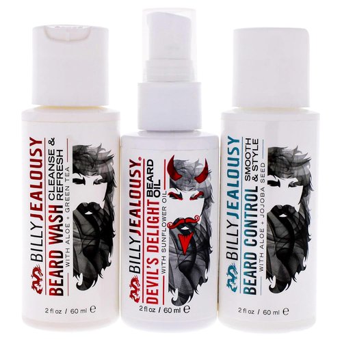 Billy Jealousy Beard Care Kit - Travel-Friendly Grooming Essentials for Men | Beard Wash, Conditioner & Oil