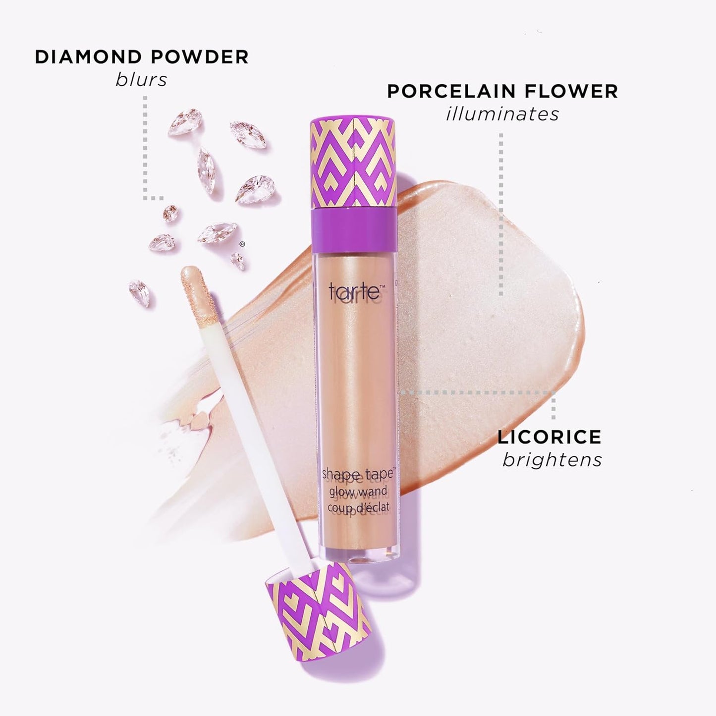 Tarte Shape Tape Glow Wand - Sheer Liquid Highlighter with Mineral Pigments & Shea Butter for Radiant Skin