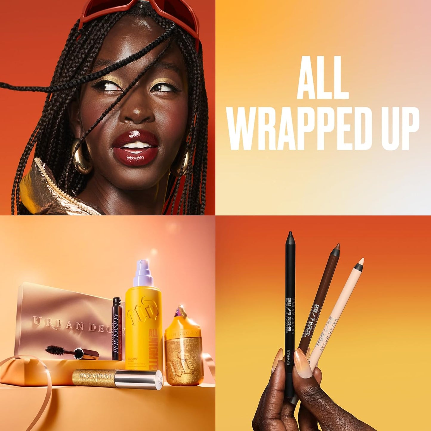 Urban Decay Glow Getter 3Pc Makeup Set - Radiant Holiday Look with All Nighter Spray, Naked Palette & Mascara