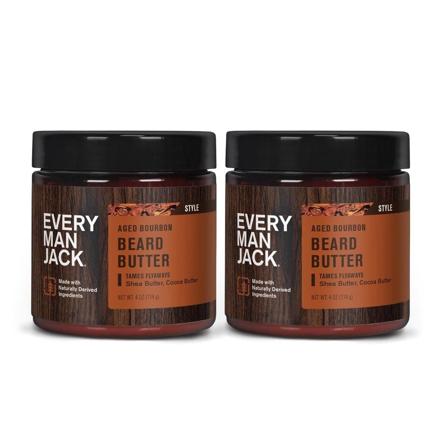 Every Man Jack Beard Softening Butter - Aged Bourbon Scent - Hydrates & Styles Dry Beards - 4 oz (2 Pack)