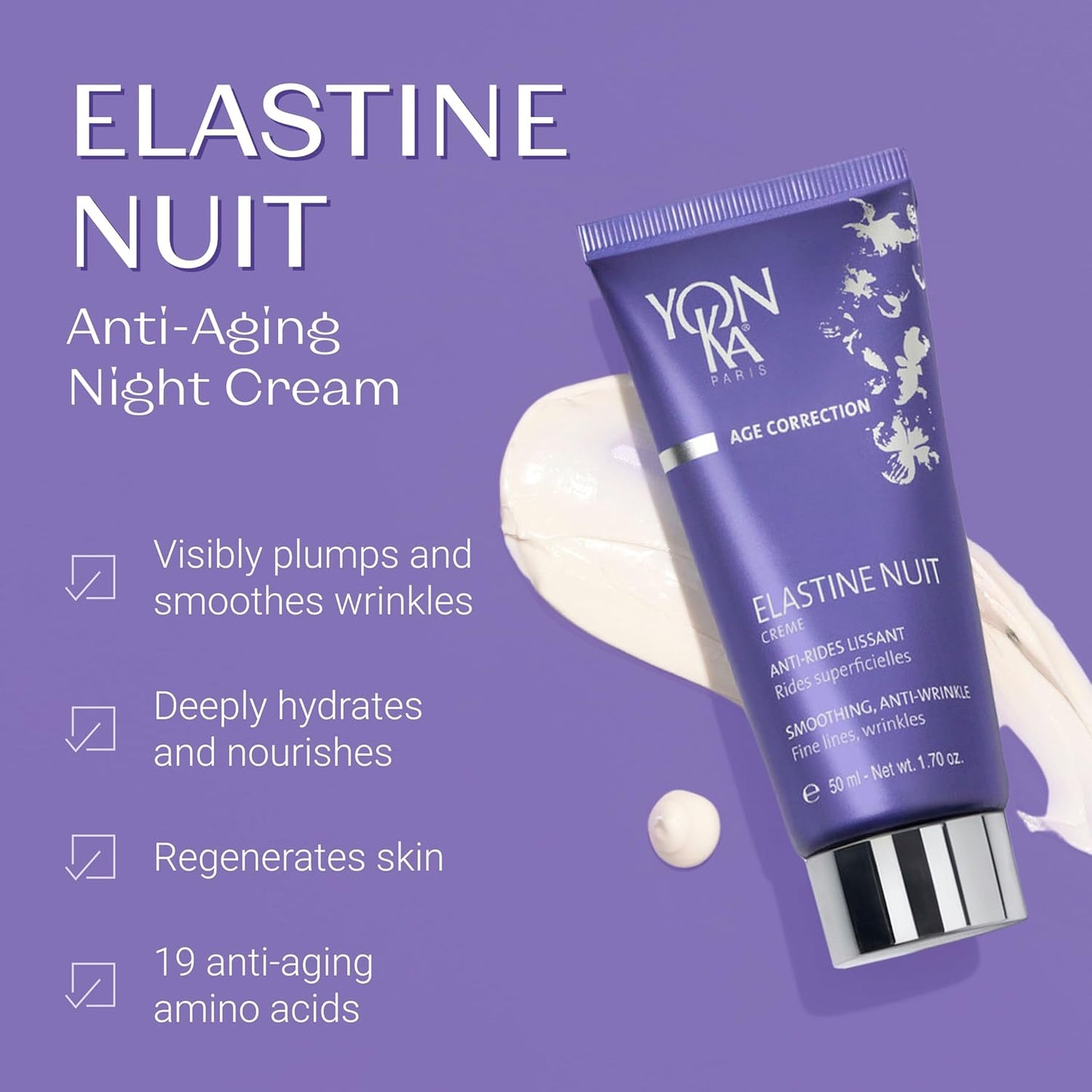 Yonka Elastine Anti-Aging Face Cream - Smooths Wrinkles & Deeply Hydrates | Repairs Damaged Skin with Vitamins A, C & E