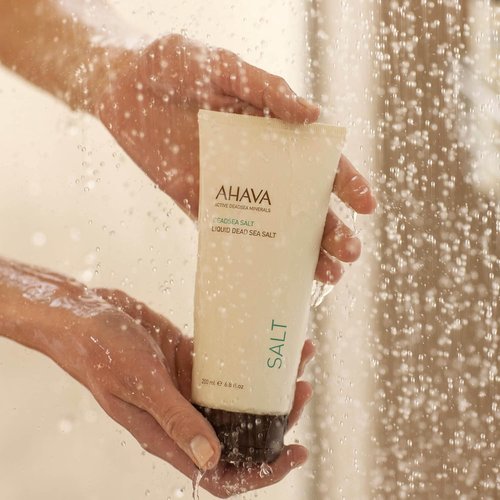 AHAVA Liquid Dead Sea Salt Gel - Rejuvenating In-Shower Spa Treatment with Osmoter & Grapefruit Oil, 6.8 Fl. Oz