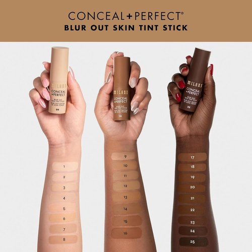 Milani Conceal + Perfect Blur Out Skin Tint Stick - Lightweight Tinted Moisturizer with Vitamin C & E - Soft Matte Finish 04-Light Warm-Neutral