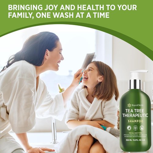 Roycederm Tea Tree Antifungal Shampoo - Medicated Formula for Dandruff & Itchy Scalp | Paraben & Sulfate Free - 2 Pack