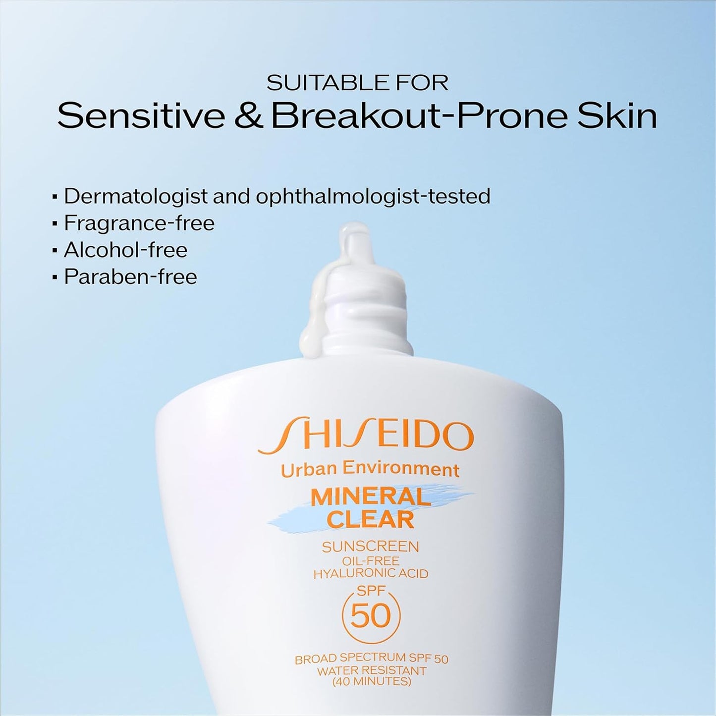 Shiseido Urban Environment Mineral Clear Sunscreen SPF 50 | Enhances Skin Tone & Radiance | Water-Resistant - 1 fl oz