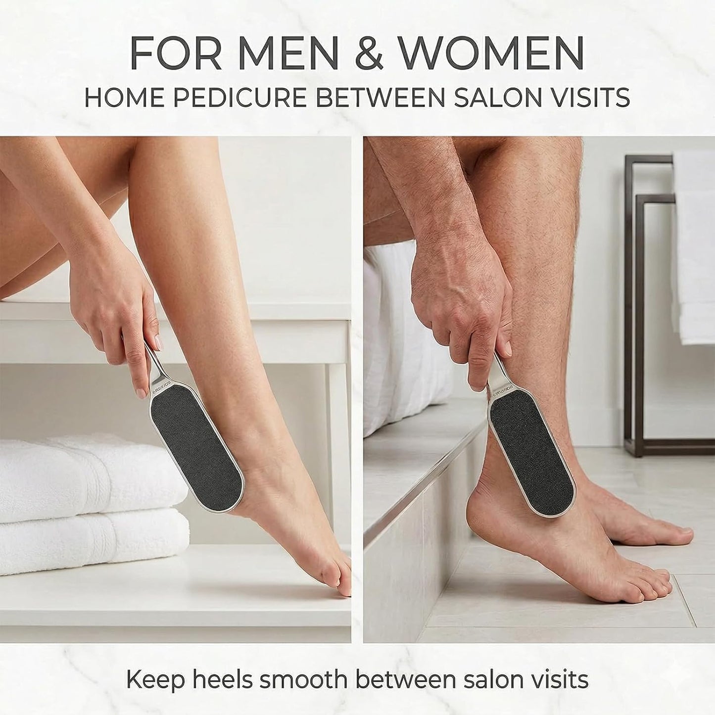 Skiennix Stainless Foot File Callus Remover - 3-in-1 Pedicure Kit with 10 Replacement Pads & 2 Exfoliating Masks