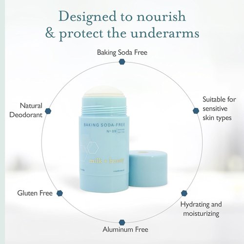 Milk + Honey Deodorant No. 09 - Aluminum-Free, Baking Soda-Free Natural Deodorant | Lavender & Tea Tree, 2.6 oz