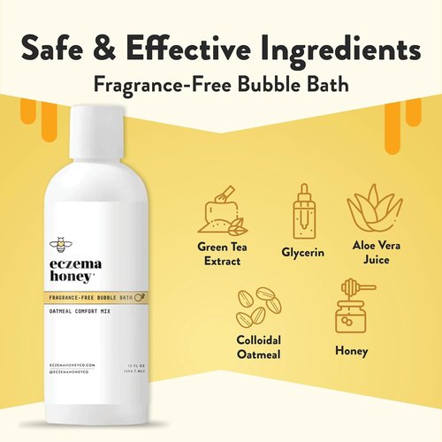 ECZEMA HONEY Oatmeal Comfort Bubble Bath - Fragrance-Free Moisturizing Soak for Sensitive Skin (12 Oz)