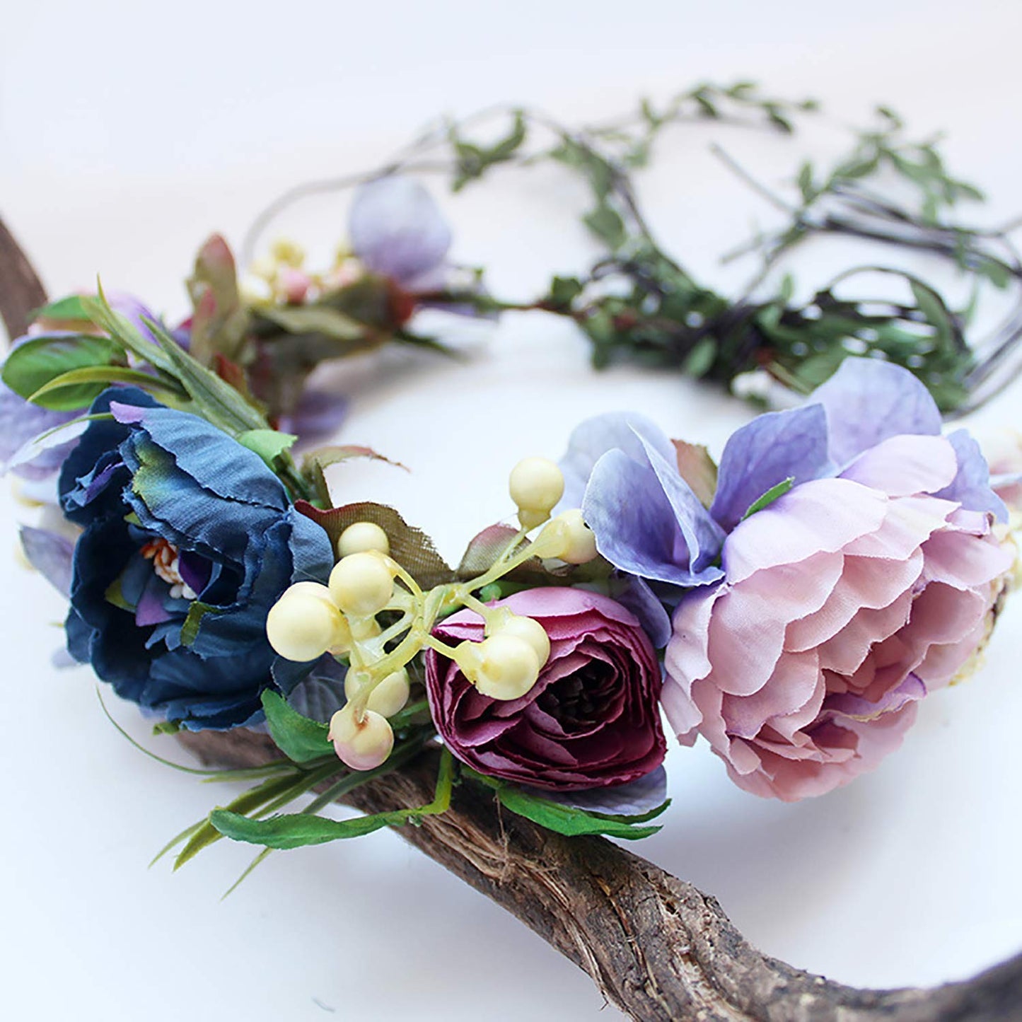 YnimioAOX Handmade Adjustable Flower Wreath Headband Halo Floral Crown Garland Headpiece,A7-purplepink